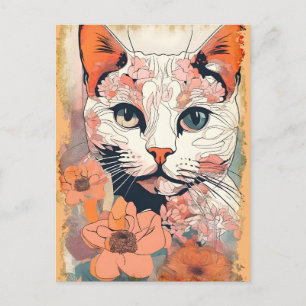Cartão Postal De Festividades Artsy Cat