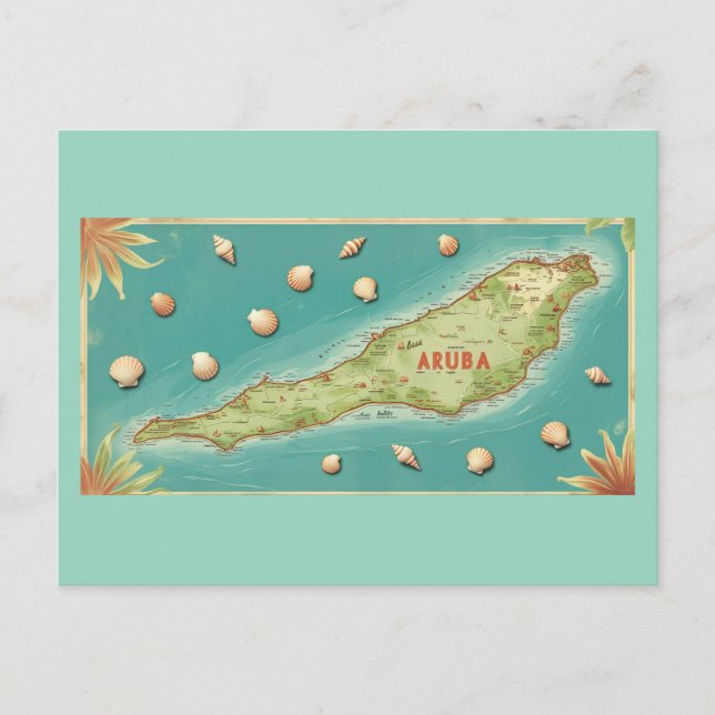 Cartão Postal De Festividades Aruba, um belo cartão de posto da ilha (Frente)