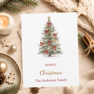 Cartão Postal De Festividades Árvore arcos vermelhos Natal 