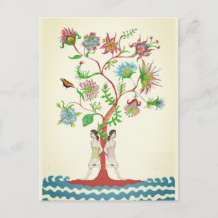 Cartão Postal De Festividades Árvore da vida. Flora e fauna