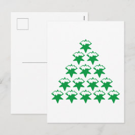 Cartão Postal De Festividades Árvore das Estrelas de Neve Verde de Natal, fundo 