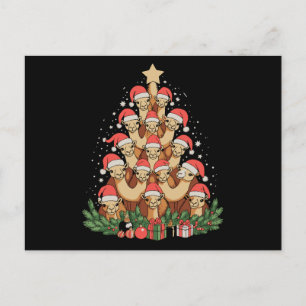 Cartão Postal De Festividades Árvore de Camelo de Natal Época de Férias em Famíl