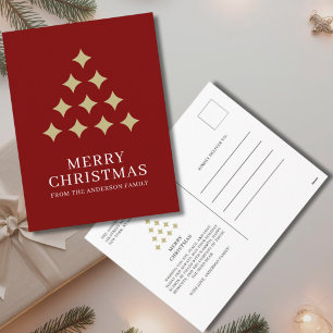 Cartão Postal De Festividades Árvore de estrela simples Natal Feliz 