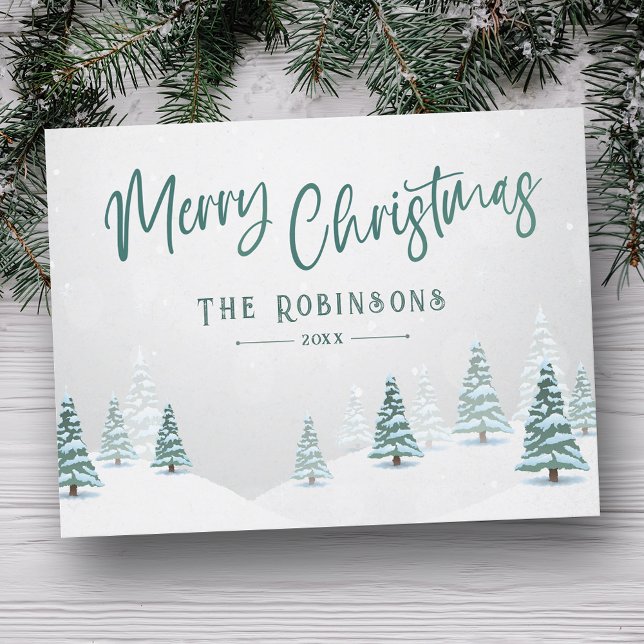 Cartão Postal De Festividades Árvore de inverno feliz Na moda de Natal (Criador carregado)
