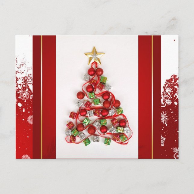 Cartão Postal De Festividades Árvore de Natal (Frente)
