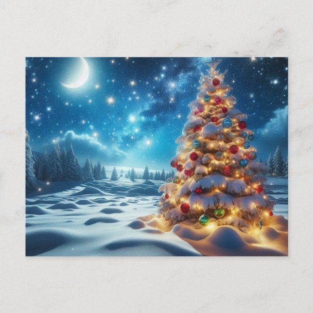 Cartão Postal De Festividades Árvore de Natal (Frente)