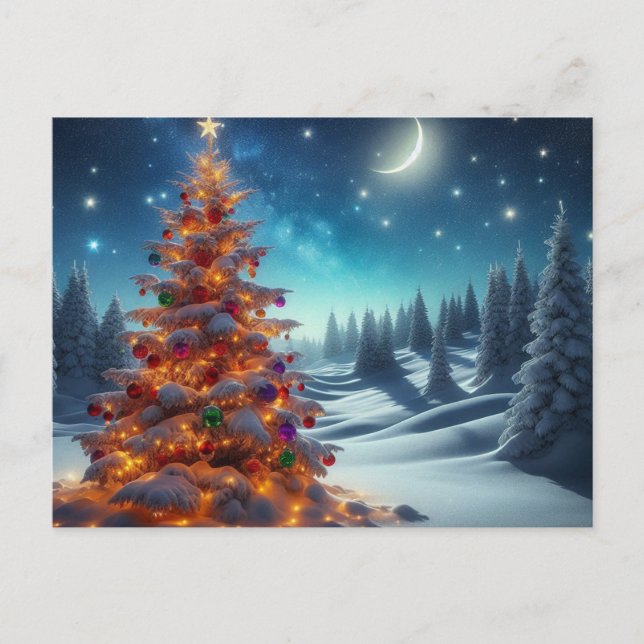 Cartão Postal De Festividades Árvore de Natal (Frente)