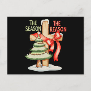 Cartão Postal De Festividades Árvore de Natal A Razão da Estação Cruz Xmas Fé
