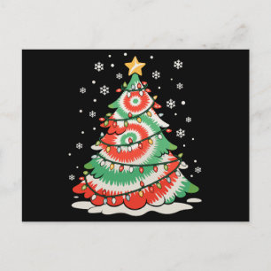 Cartão Postal De Festividades Árvore de Natal Alegre Tie Dye Xmas Vibrações Retr