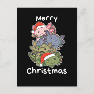 Cartão Postal De Festividades Árvore de Natal Axolotl Animais de Natal Axolotls