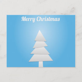 Cartão Postal De Festividades Árvore de Natal Azul e Branco