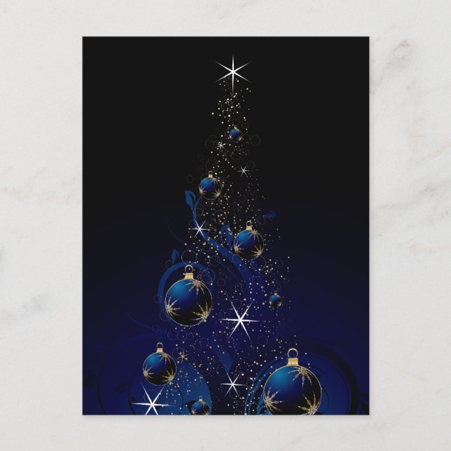 Cartão Postal De Festividades Árvore de Natal Azul Esparsa (Frente)