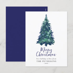 Cartão Postal De Festividades Árvore de Natal Azul Festiva Moderna