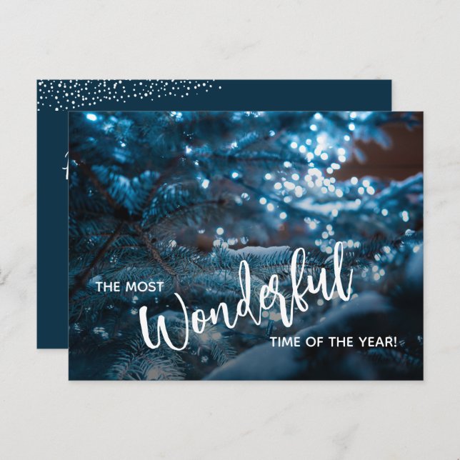 Cartão Postal De Festividades Árvore de Natal Azul Flat (Frente/Verso)