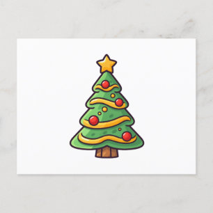 Cartão Postal De Festividades Árvore de Natal Bonita com Ornamentos