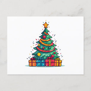Cartão Postal De Festividades Árvore de Natal bonita com presentes