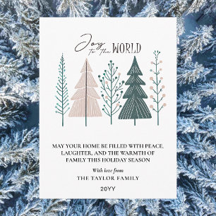 Cartão Postal De Festividades Árvore de Natal Botânica Boho Elegante