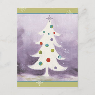 Cartão Postal De Festividades Árvore de Natal Branco