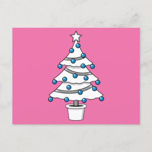 Cartão Postal De Festividades Árvore de Natal Branco