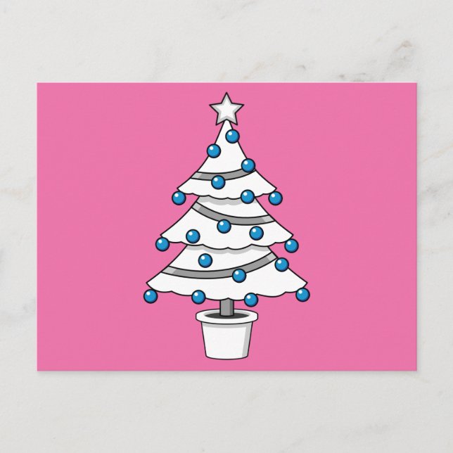 Cartão Postal De Festividades Árvore de Natal Branco (Frente)