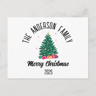 Cartão Postal De Festividades Árvore de Natal com Luzes Nome Personalizado