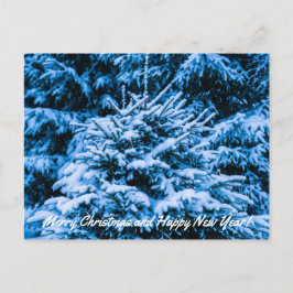 Cartão Postal De Festividades Árvore de Natal com Neve de Inverno