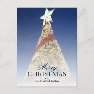 Cartão Postal De Festividades Árvore de Natal com Tópico de Estrela Brilhante
