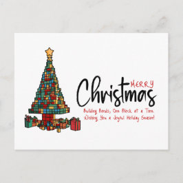 Cartão Postal De Festividades Árvore de Natal Corporativa de Blocos de Construçã