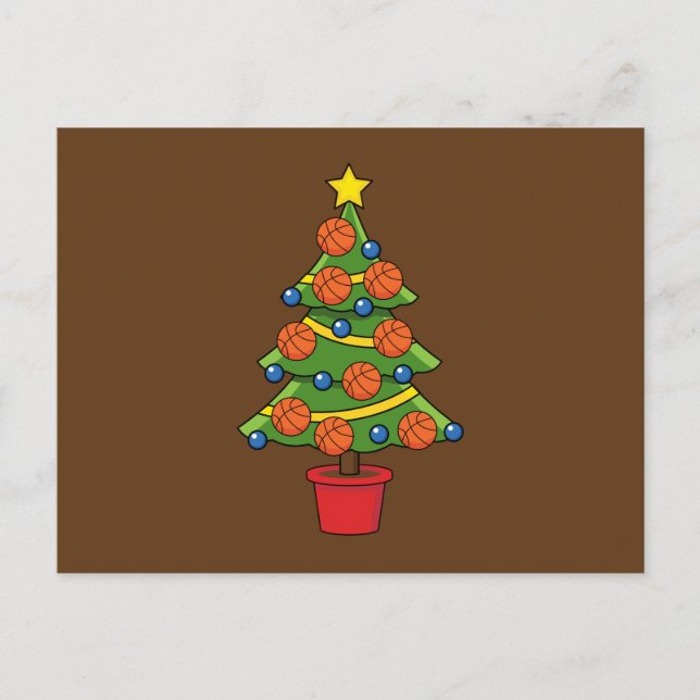 Cartão Postal De Festividades Árvore de Natal de basquetebol (Frente)