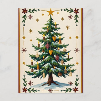 Cartão Postal De Festividades Árvore de Natal de Folclore com Velas