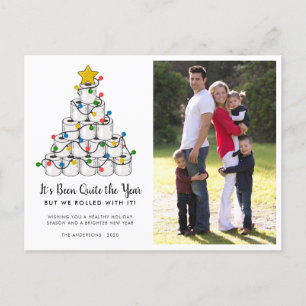 Cartão Postal De Festividades Árvore de Natal de Papel Higiênico Enrolado Foto