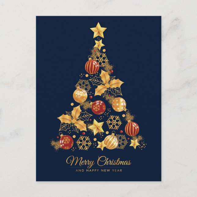 Cartão Postal De Festividades Árvore de Natal decorativa (Frente)