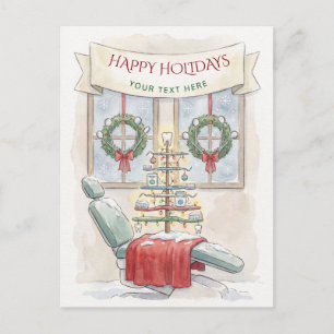 Cartão Postal De Festividades Árvore de Natal Dental Dentista Natal Férias 