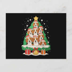 Cartão Postal De Festividades Árvore de Natal do Cão Beagle Festa de Família