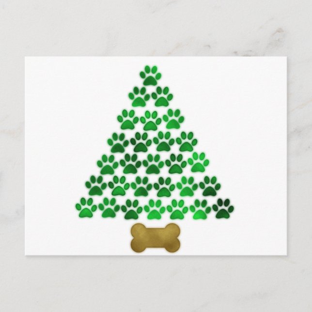 Cartão Postal De Festividades Árvore de Natal do cão/gato (Frente)