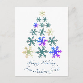Cartão Postal De Festividades Árvore de Natal do Floco de Neve Personalizada de 