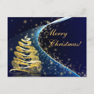 Cartão Postal De Festividades Árvore de Natal dourada