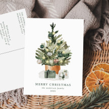 Árvore de Natal em Aquarela Elegante Sem Foto