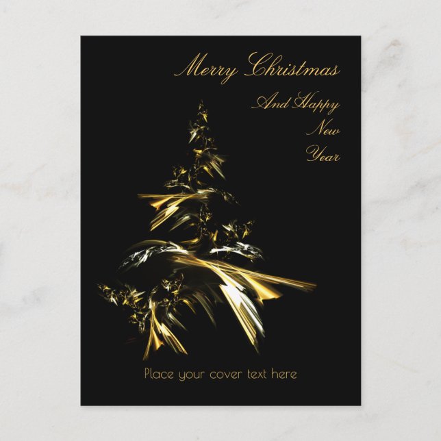 Cartão Postal De Festividades Árvore de Natal em Preto 001 (Frente)