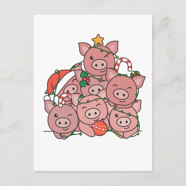 Cartão Postal De Festividades Árvore de Natal Engraçado Natal Animal (Frente)