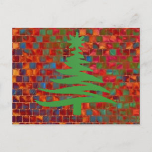 Cartão Postal De Festividades Árvore de Natal Estêncil Verde