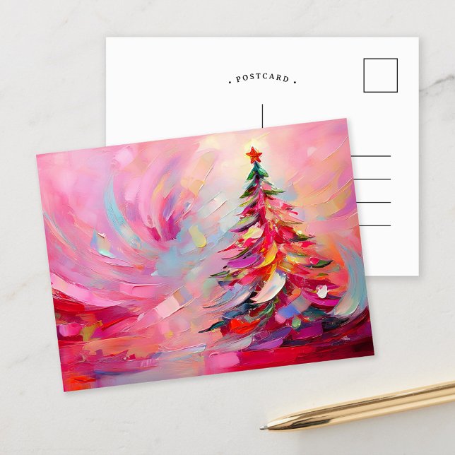 Cartão Postal De Festividades Árvore de Natal feliz e Abstrato Brilhante (Criador carregado)