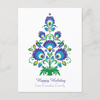 Cartão Postal De Festividades 🎄 árvore de Natal - folclore [azul e verde]