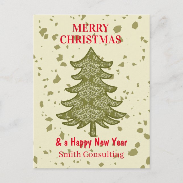 Cartão Postal De Festividades Árvore de Natal Merry Business Holiday Card (Frente)