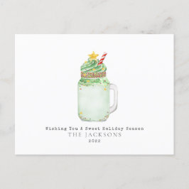 Cartão Postal De Festividades Árvore de Natal Milkshake Sweet