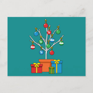 Cartão Postal De Festividades Árvore de Natal Mínima com Presentes