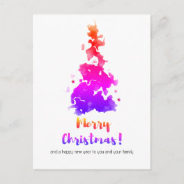 Cartão Postal De Festividades Árvore de Natal Minimalista Colorida