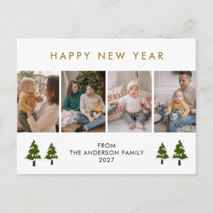 Cartão Postal De Festividades Árvore de Natal Minimalista Moderna para 4 Fotos d