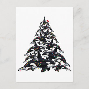 Cartão Postal De Festividades Árvore de Natal Orca para o Amor pela Vida Oceânic