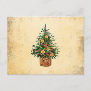 Cartão Postal De Festividades Árvore de Natal País Saudação Tradicional Simples